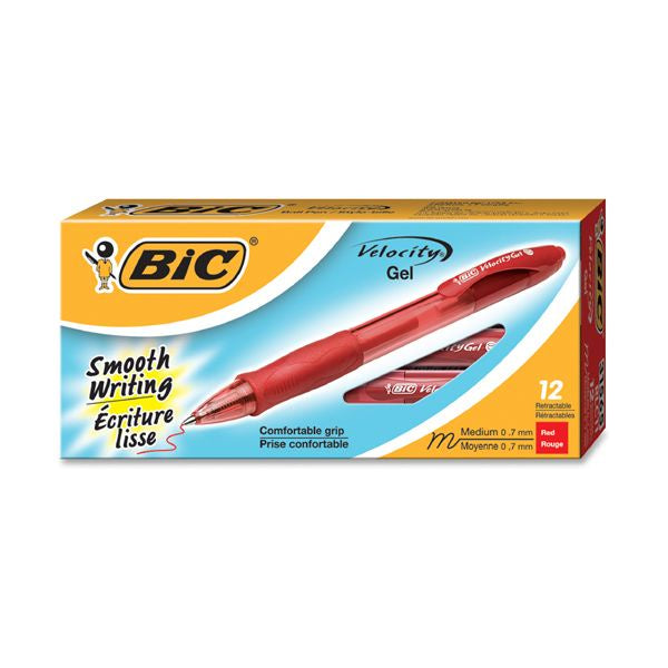 BIC Gel-ocity Gel Click Pen Medium Red 12pk