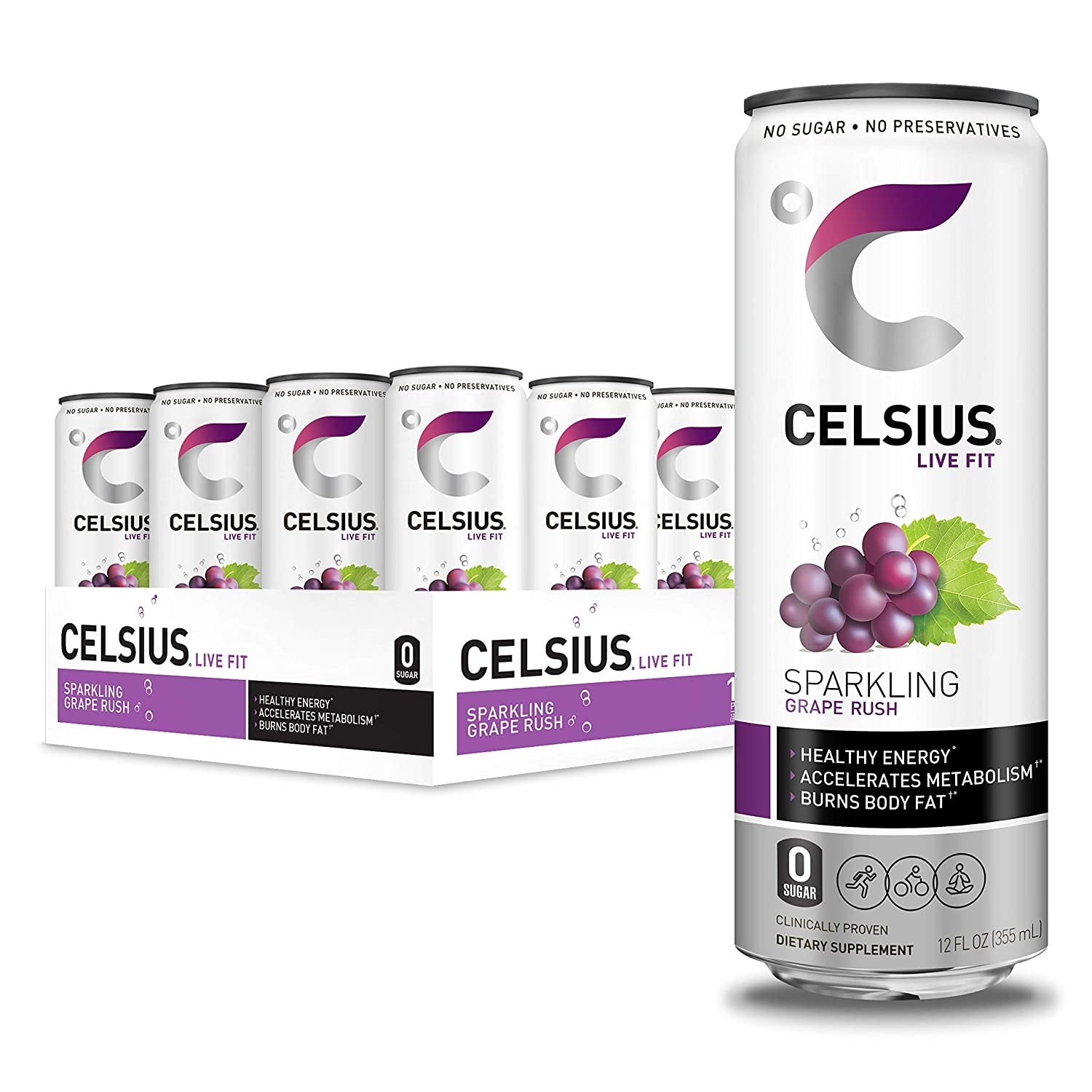 Celsius Energy Drink Grape Rush 12 fl oz 12pk