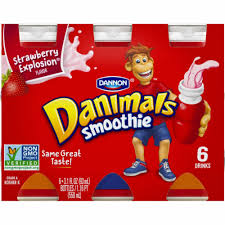 Dannon Danimals Strawberry Yogurt Kids Smoothie Drink 6 pk