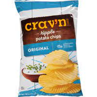 Crav'n Flavor Potato Chips Ripple Plain 8.5oz