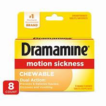 Dramamine Motion Sickness Chewable Orange 8 ct