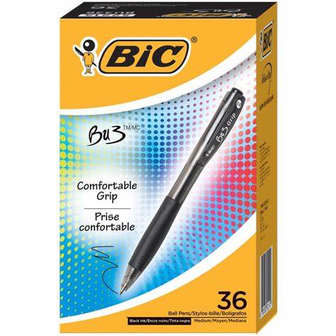 Bic Bu3Comfortable Grip Ball Pens 36ct