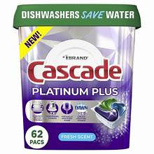 Cascade Platinum Plus Dishwasher Pacs 62ct