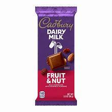 Cadbury Fruit & Nut Milk Chocolate Bar 3.5 oz