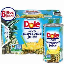 Dole 100% Pineapple Juice 6 oz  6 ct