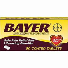 Bayer Genuine Aspirin Coated Tablets 325mg 50 ct