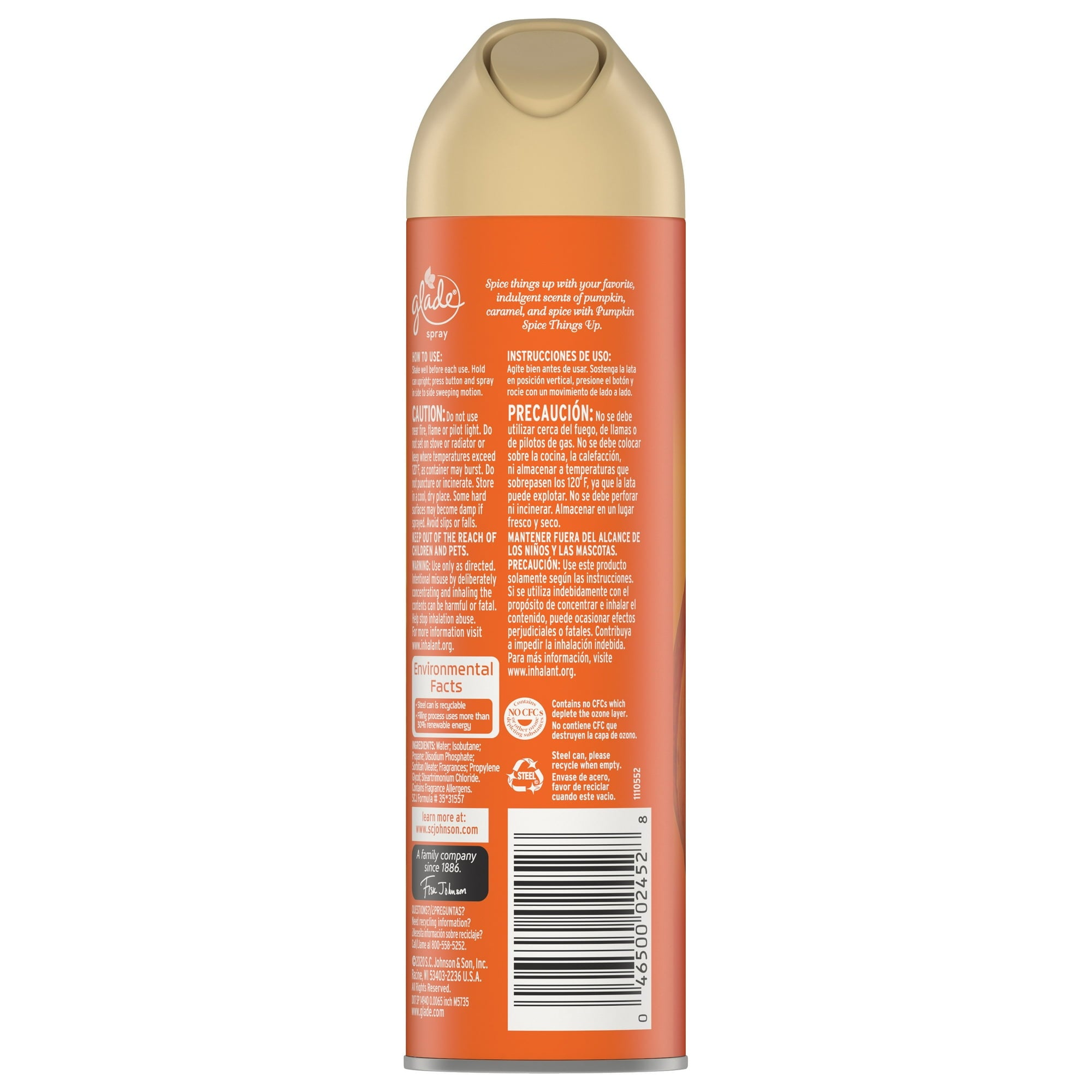 Glade Room Spray Pumpkin Spice Things Up Air Freshener 8oz