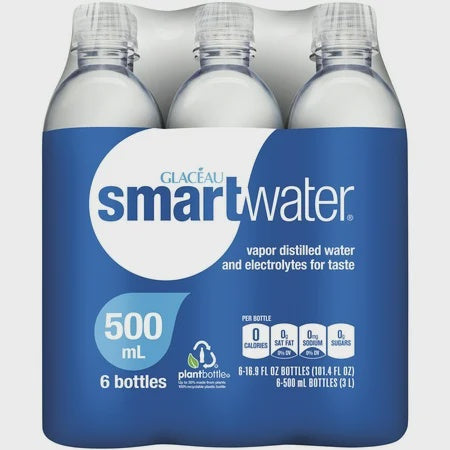 Smartwater Water Bottles 16.9oz 6pk + Bottle Deposit $0.30