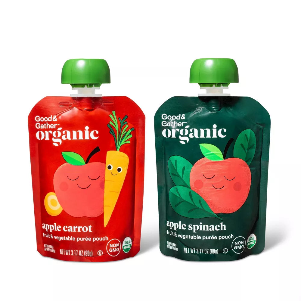 Good + Gather Organic Apple Carrot + Apple Spinach Pouches 12ct