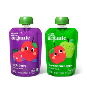 Good + Gather Organic Unsweetened Apple + Apple Berry Pouches 12ct