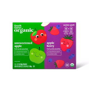 Good + Gather Organic Unsweetened Apple + Apple Berry Pouches 12ct