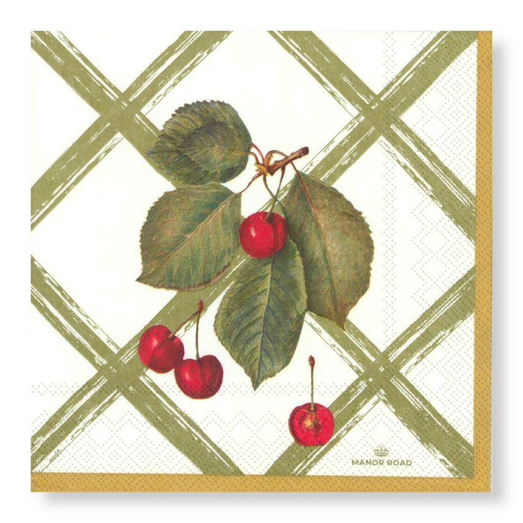 Manor Road Cherry Canvas Cocktail Napkin 20pk