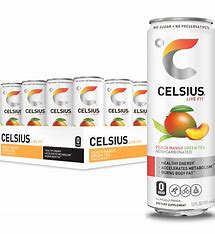 Celsius Energy Drink Peach Mango Green Tea 12 fl oz 12pk + Bottle Deposit $0.60