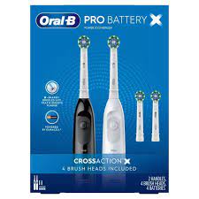 Oral-B Pro Battery Toothbrush 2 Handles, 4 Brush Heads