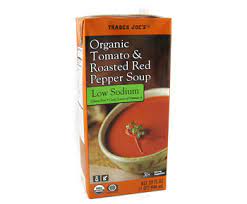 TJ Organic Tomato Roasted Red Pepper Soup Low Sodium 1qt