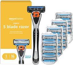 Amazon Basics 5 Blade Razor Handle with 16 Cartridges