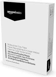 Amazon Basics 92 Bright Copy Paper 8.5x11 20lb 500 Sheet Ream