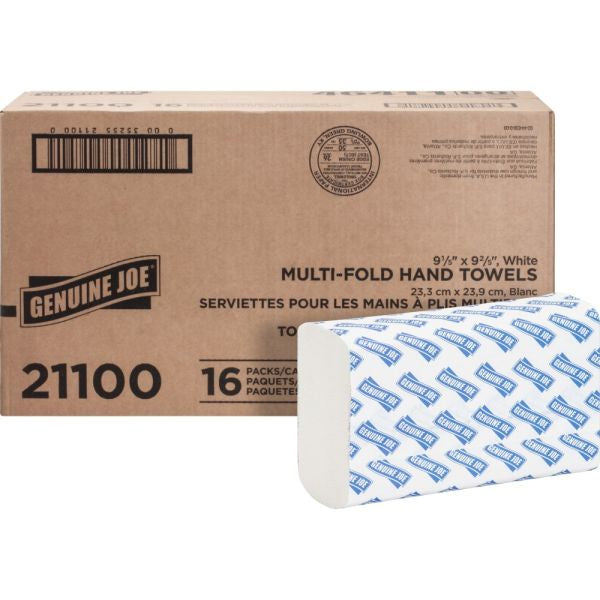 Genuine Joe Multifold White Paper Towels 250pk 16ct