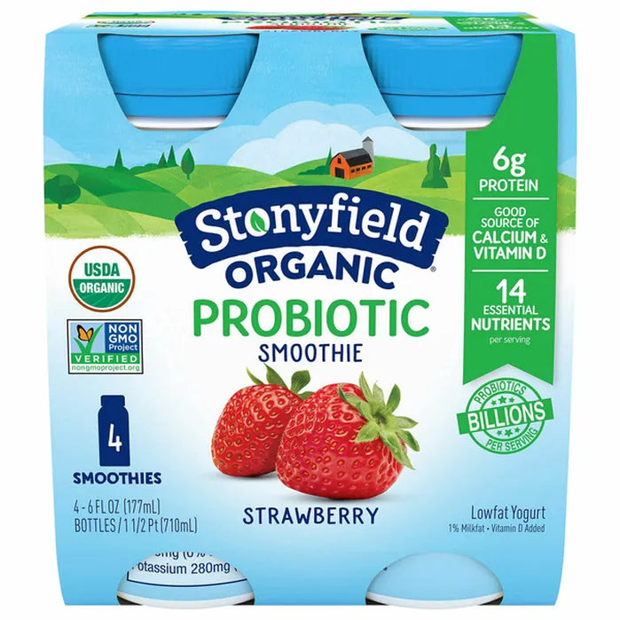 Stonyfield Organic Strawberry Yogurt Smoothie 4ct