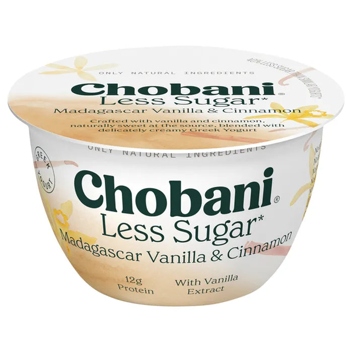 Chobani Greek Yogurt Madagascar Vanilla Cinnamon Less Sugar 5.3oz