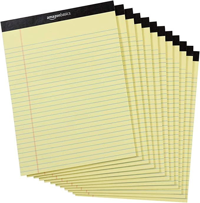 Amazon Basics Wide ruled 8.5 x 11.75 Lined Writing Note Pad 12pk