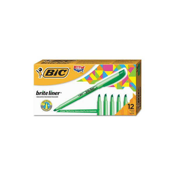 BIC Brite Liner Highlighter Green Chisel Tip 12pk