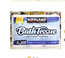 Kirkland Bath Tissue 6 Rolls 318.7sq ft