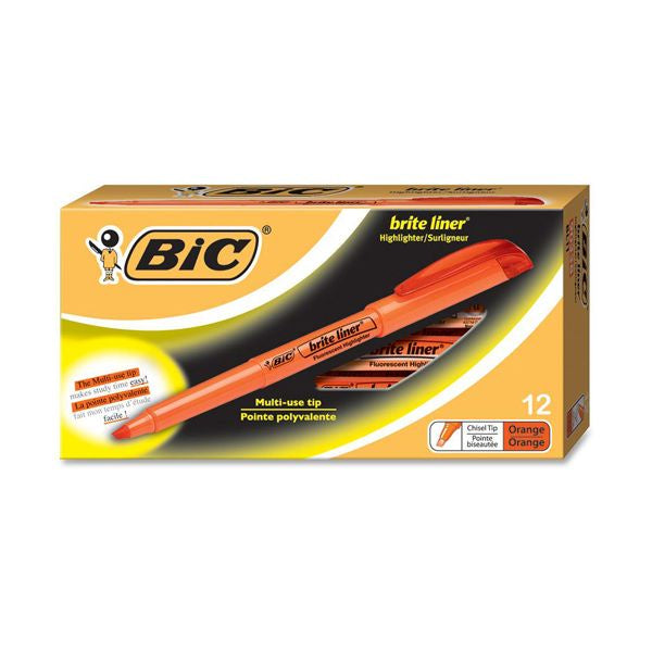 BIC Brite Liner Highlighter Orange Chisel Tip 12pk