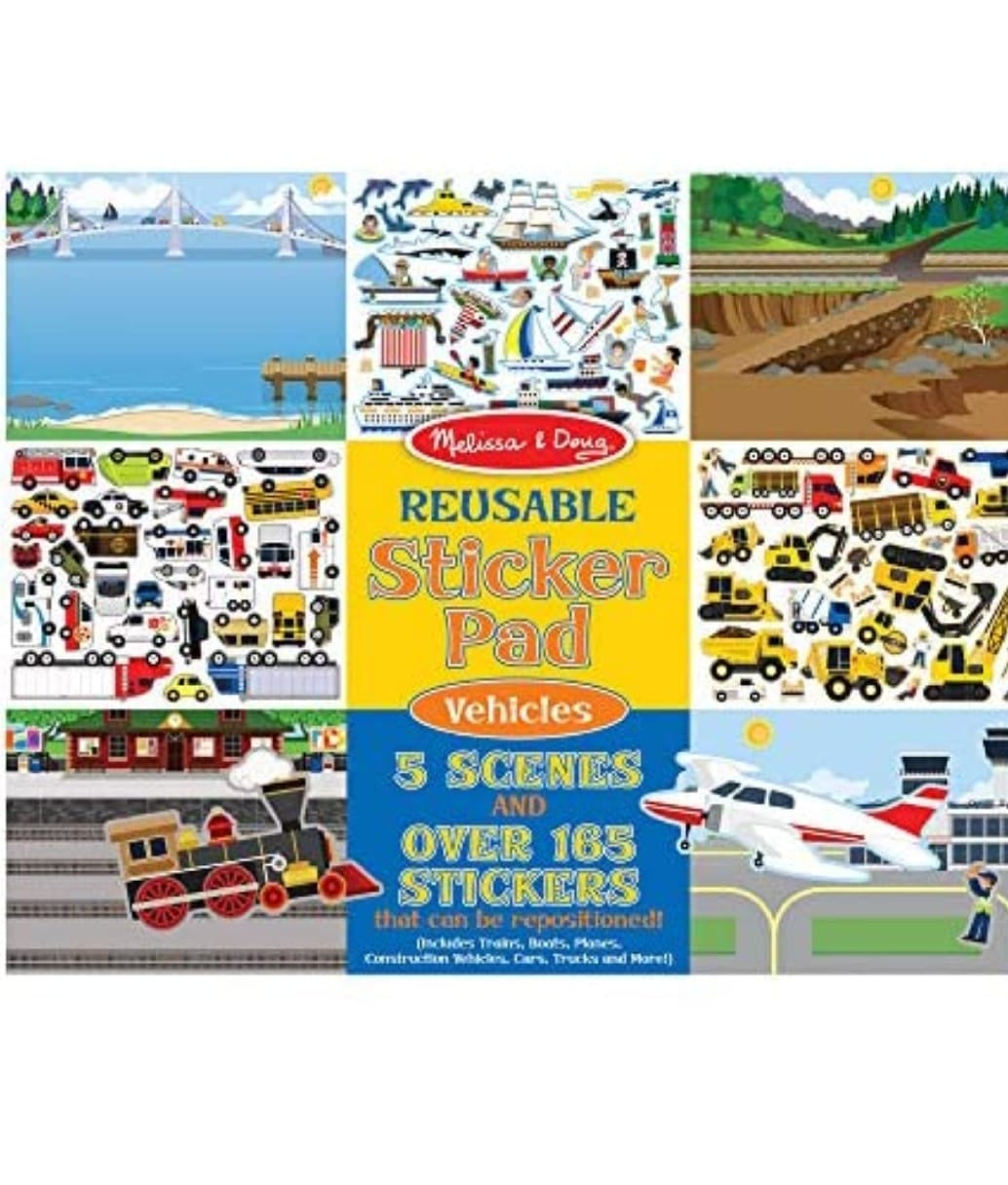 Melissa and Doug Reusable Sticker Pad 5 Scene Vehicles