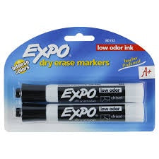 EXPO Dry Erase Black Markers 2pk