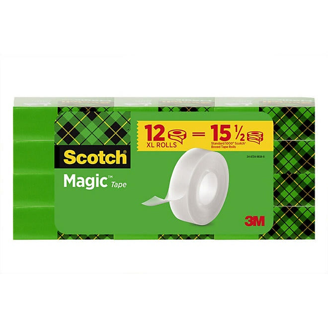 Scotch Magic Tape Refill Rolls 3/4" x 1296" 12pk