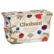 Chobani Greek Yogurt Vanilla Mixed Berry 4pk