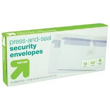 Up + Up Press+Seal Security Envelopes No.10 45ct