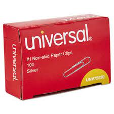 Universal Small (No. 1) Non-Skid Paper Clips 100/box 10ct