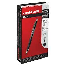 Uni-ball Signo 207 Black Retractable Gel Pen 0.5mm 12ct