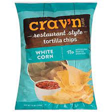 Crav'n Flavor Restaurant Style Tortilla Chips White Corn 13oz