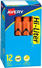 Hi-Liter Orange Chisel Tip Desk Style Highlighter 12pk