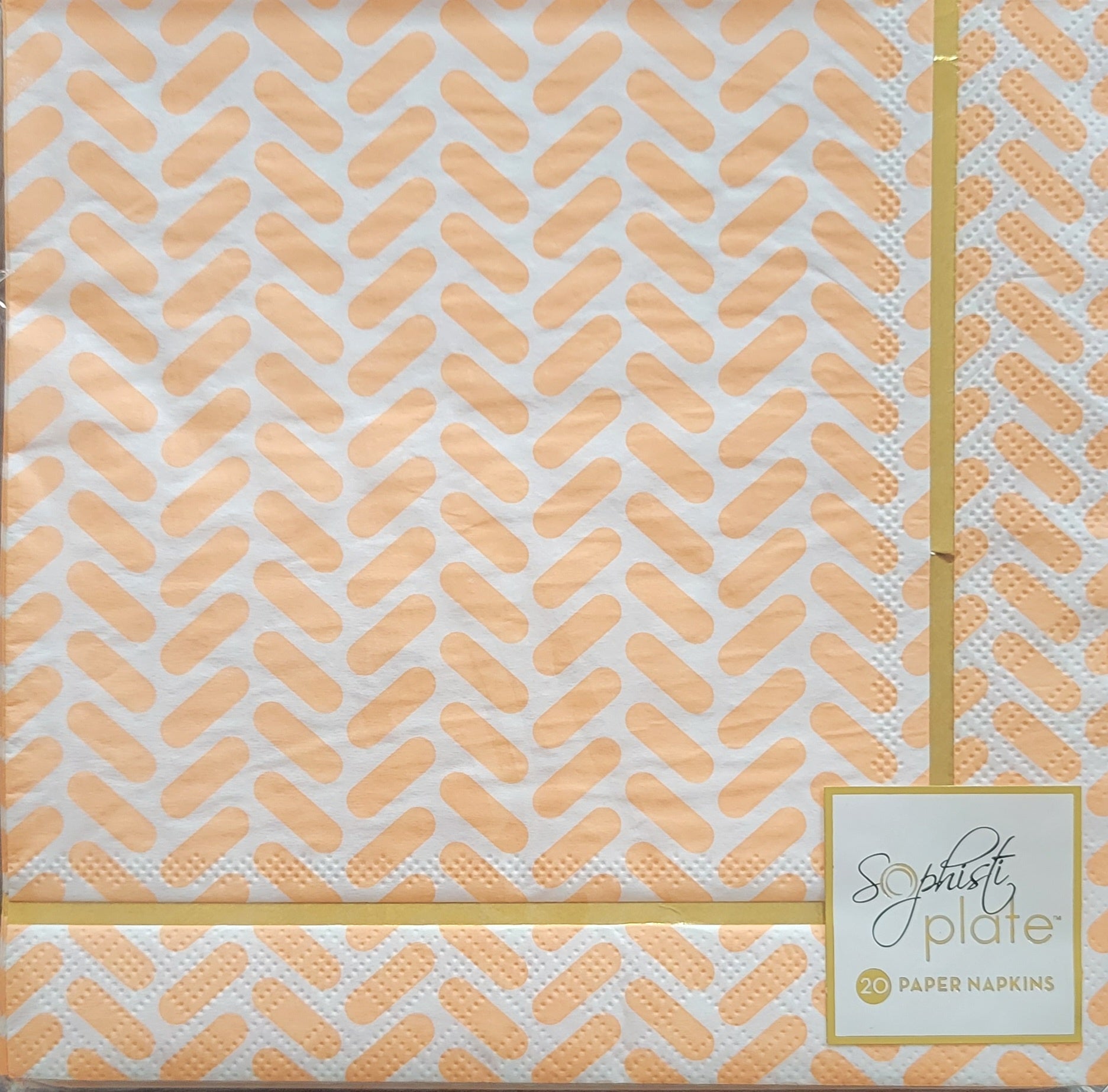 Sophistiplate Peach Chevron Lunch Napkins 33cm x 33cm 20pk