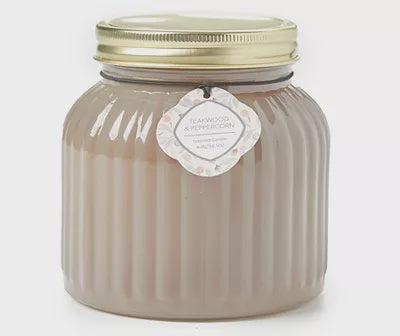 Teakwood & Peppercorn Gray Ribbed Candle 16.5oz