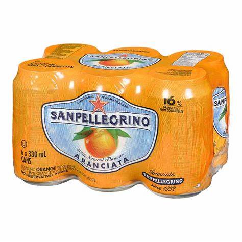 Sanpellegrino Aranciata Cans 330ml 6pk + Bottle Deposit $.30