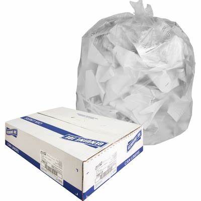 TYPLASTICS Heavy Duty 40-45Gal Clear Trash Can Liners 10Mic 250ct