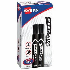 Avery Mark A Lot Black Desk Style Permanent Markers 12pk