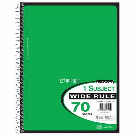 Greenroom Spiral Notebook Wide Ruled 70 Sheets