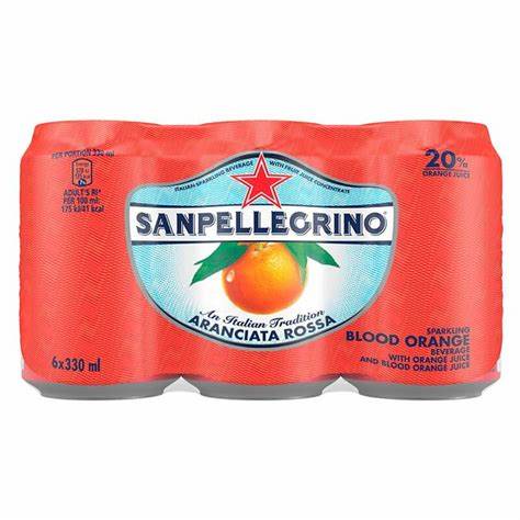 Sanpellegrino Zero Blood Orange Cans 330ml 6pk + Bottle Deposit $.30