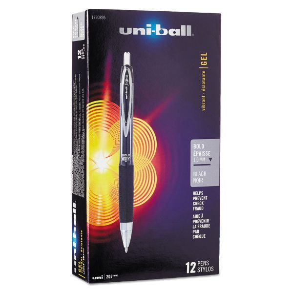 Uni-ball Signo 207 Black Retractable Gel Pen .7mm 12ct